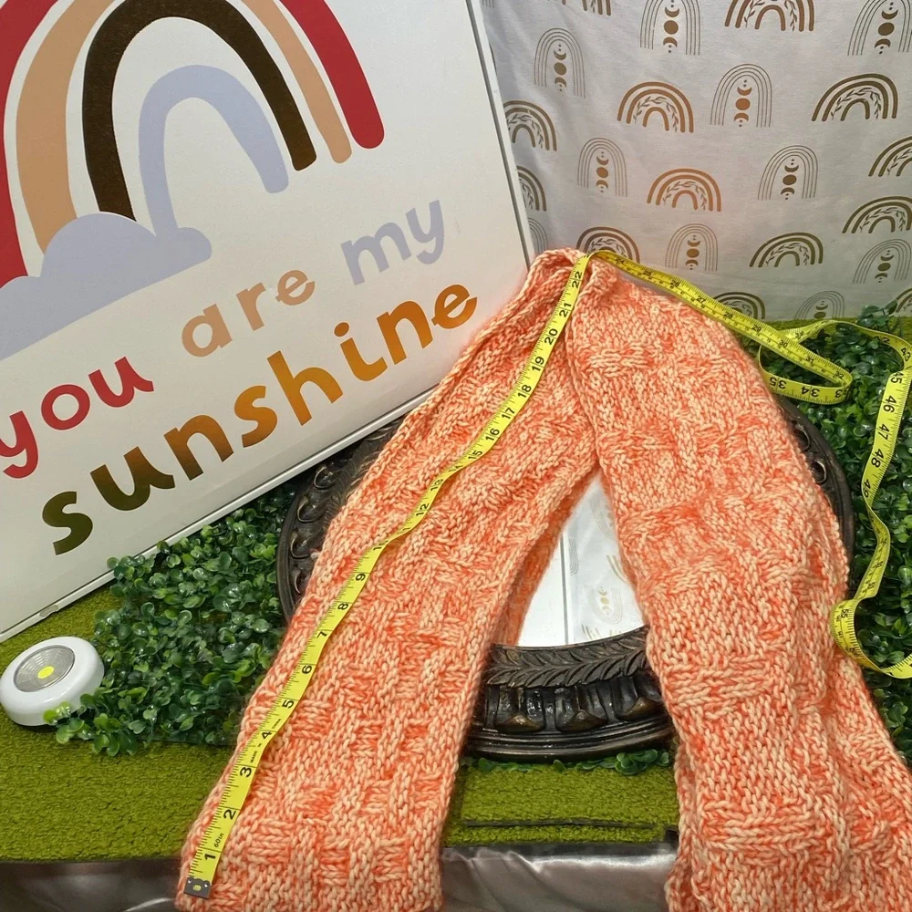 Chic Orange and White Infinity Knit Scarf
